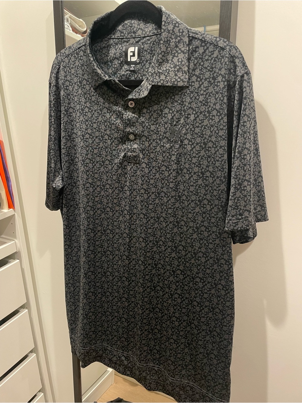 FootJoy Kapalua Black Floral Short-Sleeve Golf Polo